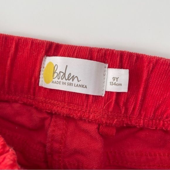 Boden Girl's Bright Red Corduroy Pull on Pants Size 9 - Picture 4 of 5